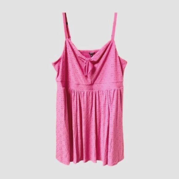 TORRID PLUS SIZE Mini Pink Knit Embroidered Skater Dress With A Sweetheart Neckl - Picture 2 of 16